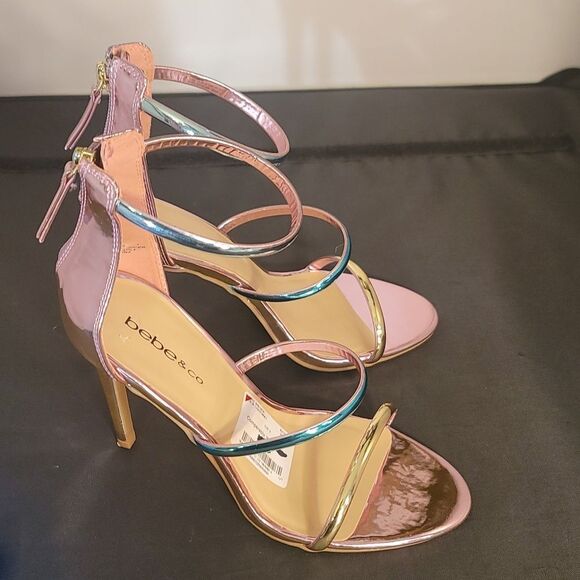 BRAND NEW BEBE&CO MULTI-COLOR STRAP ROUND-TOE HIGH HEEL STILETTOS SANDAL - Picture 5 of 16